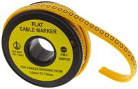 812-1076 RS PRO Slide On Cable Markers, Black on Yellow, Pre-printed "0", 3.5 → 7mm Cable