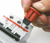 elec-circuit-breaker-lo-euro-pos-ea Brady Red 1-Lock Glass-Reinforced Nylon Miniature Circuit Breaker Switch Lockouts, 7.14mm Shackle