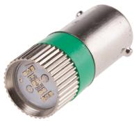 205-066 RS PRO Green LED Indicator Lamp, 28V dc, BA9s Base, 10mm Diameter, 170/160mcd