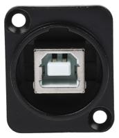 124-6393 RS PRO Straight, Panel Mount, Socket to Socket- Dual Port Type B to A 2.0 USB Connector