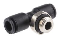 3198-06-10 Legris LF3000 Series Tee Threaded Adaptor, Push In 6 mm to Push In 6 mm, Threaded-to-Tube Connection Style
