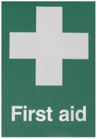 146-431 RS PRO Vinyl Polyester Green, White First Aid Sign, H210mm W148mm