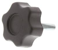 161-133 RS PRO Black Multiple Lobes Clamping Knob, M5, Threaded Stud