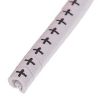901-10366 HellermannTyton Helagrip Slide On Cable Markers, Black on White, Pre-printed "+", 2 → 5mm Cable,