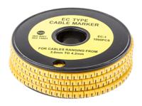 812-0871 RS PRO Slide On Cable Markers, Black on Yellow, Pre-printed "L", 3 → 4.2mm Cable