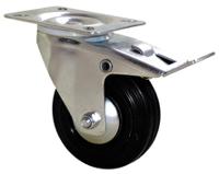 12755102 Guitel Hervieu Braked Swivel Castor Wheel, 100kg Capacity, 100mm Wheel