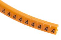 812-1401 RS PRO Snap On Cable Markers, Black on Orange, Pre-printed "4", 4 → 5mm Cable