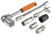 s108 Bahco 108-Piece Metric 1/2 in; 1/4 in Deep Socket/Standard Socket/Spanner/Allen Key/Bit Set with Ratchet, 6 point;