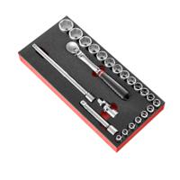 modmsl161-36 Facom 23-Piece Metric 1/2 in Standard Socket Set with Ratchet, 6 point