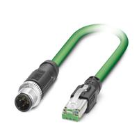 1407499 Phoenix Contact14, 1m Cat5, Green M12 to Male RJ45 Male, Shielded Shielded, Terminated PVC Sheath
