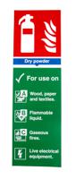 181-2246 Vinyl Fire Safety Sign, List of materials dry powder can be used on With English Text Self-Adhesive