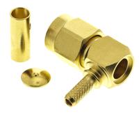 r125172000 Radiall, Plug Cable Mount SMA Connector, 50Ω, Crimp Termination, Right Angle Body
