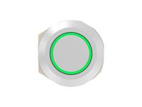 av1210e612r04 TE Connectivity AV12 Series Illuminated Push Button Switch, Momentary, Threaded, 9mm Cutout, SPST, Green LED, 12V, IP67