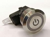 175-8812 RS PRO Illuminated Push Button Switch, Latching, Panel Mount, 25.2mm Cutout, SPST, White LED, 250 / 125V ac, IP67