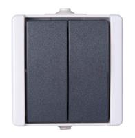 540556009 Kopp Grey Rocker Light Switch, 1 Way, 2 Gang