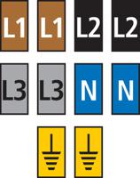 561-01300-wic1-l1l2l3nearth-pa66-mix HellermannTyton WIC1 Snap On Cable Markers, assorted colours, Pre-printed "EARTH, L1, L2, L3, N", 2 → 2.8mm