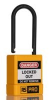 180-6822 RS PRO Yellow ABS, Nylon Safety Lockout Padlocks, 5mm Shackle, 46mm Attachment