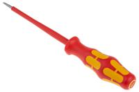 05006105001 Wera Slotted Insulated Screwdriver, 3 mm Tip, 100 mm Blade, VDE/1000V, 181 mm Overall