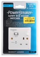 k21wp-c Powerbreaker PowerBreaker H 13A, BS Fixing, Passive, Single Gang RCD Socket, Polycarbonate, Surface Mount , Switched,