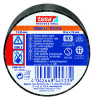 53988-00142-00 Tesa 53988 Black Soft PVC Electrical Insulation Tape, 19mm x 10m