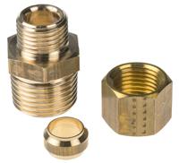0105-10-21 Legris Brass Pipe Fitting, Straight Compression Coupler, Male R 1/2in to Female 10mm