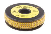 812-0812 RS PRO Slide On Cable Markers, Black on Yellow, Pre-printed "5", 3 → 4.2mm Cable
