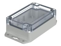 07711074-xm-110704-g-wl-7035 Bopla Euromas X Series Light Grey Polycarbonate Enclosure, IP66, IP68, IK07, Flanged, Clear Lid, 105 x 70 x 40mm