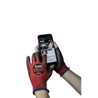 tg1220-08-pk Traffi Red Nylon Work Gloves, Size 8, Polyurethane Coating