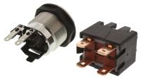 124168231124000 Schurter Illuminated Push Button Switch, Latching, Panel Mount, 19mm Cutout, DPDT, Blue LED, 125/250V ac, IP64 (Front);