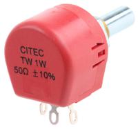 tw1500ka TE Connectivity TW 50Ω Rotary Potentiometer 1-Gang Panel Mount, TW1500KA