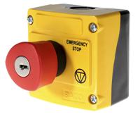 lbx11302 BACO LBX1 Series Key Release Emergency Stop Push Button, Surface Mount, 2NC, IP66