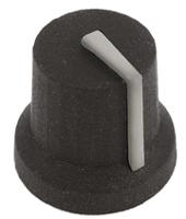 777-7369 RS PRO 16.8mm Black Potentiometer Knob for 6mm Shaft D Shaped