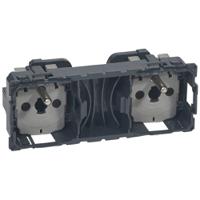 067124 Legrand 0671 Black 2 Gang Plug Socket, 2 Poles, 16A, Indoor Use
