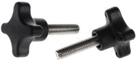 702-7734 RS PRO Black 4-Arm Clamping Knob, M8, Threaded Stud
