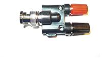 bu-p1296 Mueller Electric Black, Red, Male Test Connector Adapter With Brass contacts and Gold (BNC), Nickel (Banana Jack) Plated