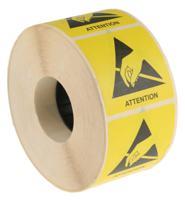 125-2363 RS PRO Yellow Paper ESD Label, Attention-Text 50 mm x 50mm
