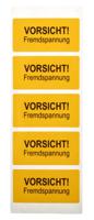 essw74052 Idento Yellow PVC Safety Labels, VORSICHT! Fremdspannung-Text