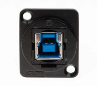 916-0224 RS PRO Straight, Panel Mount, Socket to Socket- Dual Port Type B to A 3.0 USB Connector