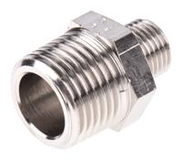 0900-13-21 Legris LF3000 Series Straight Threaded Adaptor, R 1/4 Male to R 1/2 Male, Threaded Connection Style