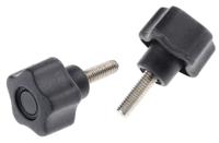 702-7636 RS PRO Black Multiple Lobes Clamping Knob, M6, Threaded Stud