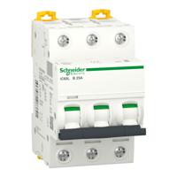 a9f93325 Schneider Electric Acti9 A9F MCB, 3P, 25A Curve B, 440V AC, 20 kA Breaking Capacity