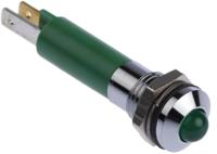 190403z1 CML Innovative Technologies Green Panel Mount Indicator, 24V, 8mm Mounting Hole Size, Solder Tab Termination, IP67