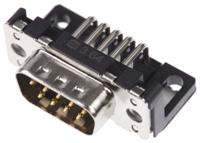 09651627811 HARTING 9 Way Right Angle Through Hole D-sub Connector Plug, 2.74mm Pitch, with Boardlocks, M3 Threaded Inserts
