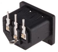 811-7200 RS PRO C14 Right Angle Snap-In IEC Connector Male, 10A, 250 V