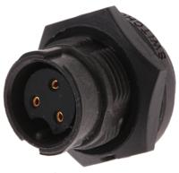 en3p3fx Switchcraft Circular Connector, 3 Contacts, Panel, Standard Connector, Socket, Female, IP68, IP69K, EN3 Series