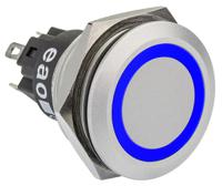 82-65511124 EAO 82 Series Illuminated Push Button Switch, Momentary, Panel Mount, 22.3mm Cutout, SPDT, Blue LED, 240V, IP65, IP67