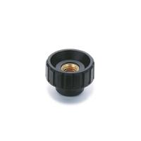 6631 Elesa  Black Polyamide Based Technopolymer Round Knob, M6, Threaded Through Hole