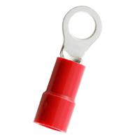 270-7647 RS PRO Insulated Crimp Ring Terminal, M4 Stud Size, 0.5mm² to 1.5mm² Wire Size, Red