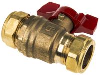 486-378 RS PRO Brass Full Bore, 2 Way, Ball Valve, Compression, BSPP 22mm, 22mm