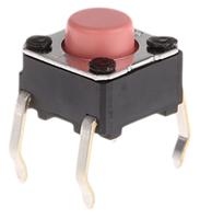 b3f-1025 Pink Plunger Tactile Switch, SPST 50 mA @ 24 V dc 0.9mm Through Hole
